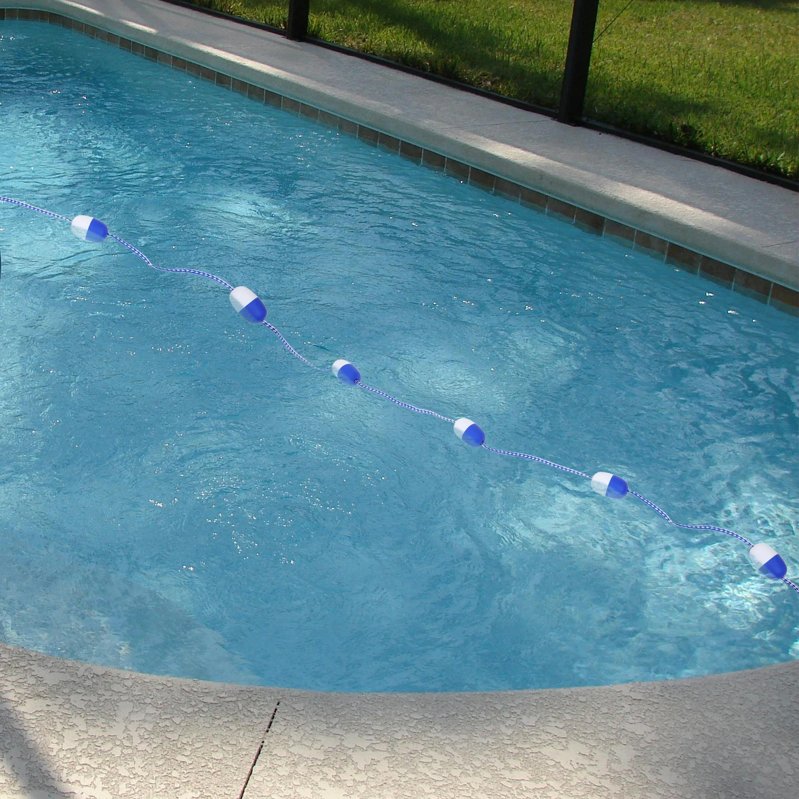

1pc 20ft Floating Rope 7 Bi-tone Buoys Aluminum Nylon ABS Plastic Swimming Pool Safety Divider Lanes Accessories Supplies