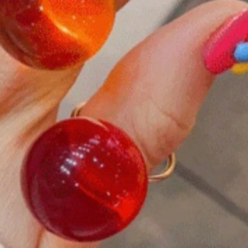 1 Artistic Jelly-Transparent Resin Stainless Steel Open Ring Cute Fashionable Women's Girls' Jewelry Everyday & Party Wear