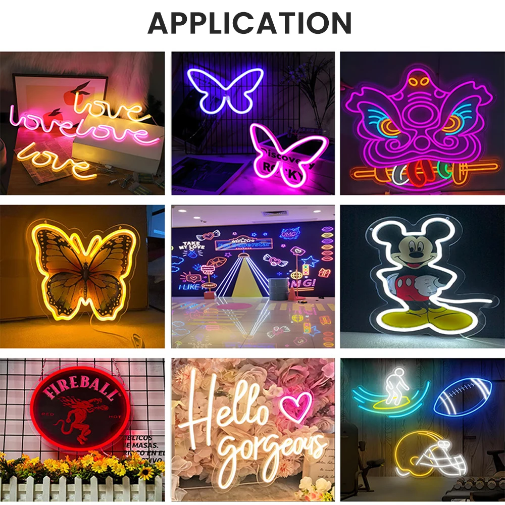 DC12V 2835 SMD S Shape LED Strip 6mm Width Bendable 120LED/m Flexible Foldable String Light DIY Neon Sign Letter 13Color 5m/10m