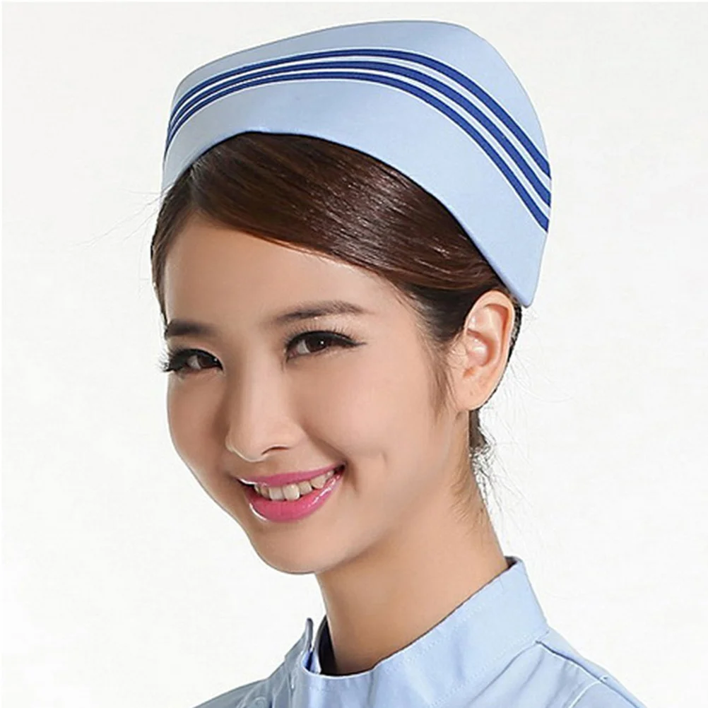 Chapéu de enfermeira azul cosplay acessórios de fantasia algodão premium respirável absorvente de suor confortável presente de festa de trabalho para mulheres