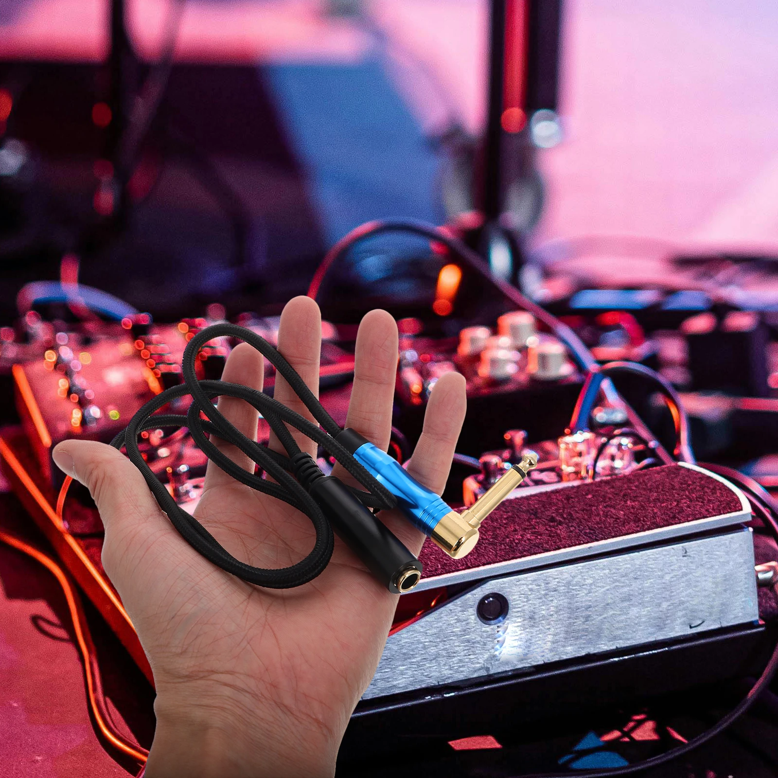 

1M High-Fidelity Stereo Audio Extension Cable 6.35Mm Male To Female Connector Durable Long-Lasting Right-Angle Design For