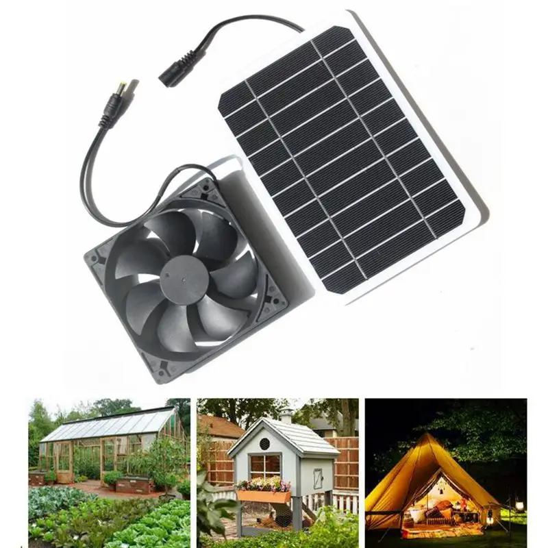 15W 5V Solar Powered Panel Fan Outdoor Exhaust Fan Air Extractor Pet Chicken House Air Flow Solar Fan for Home Office Greenhouse