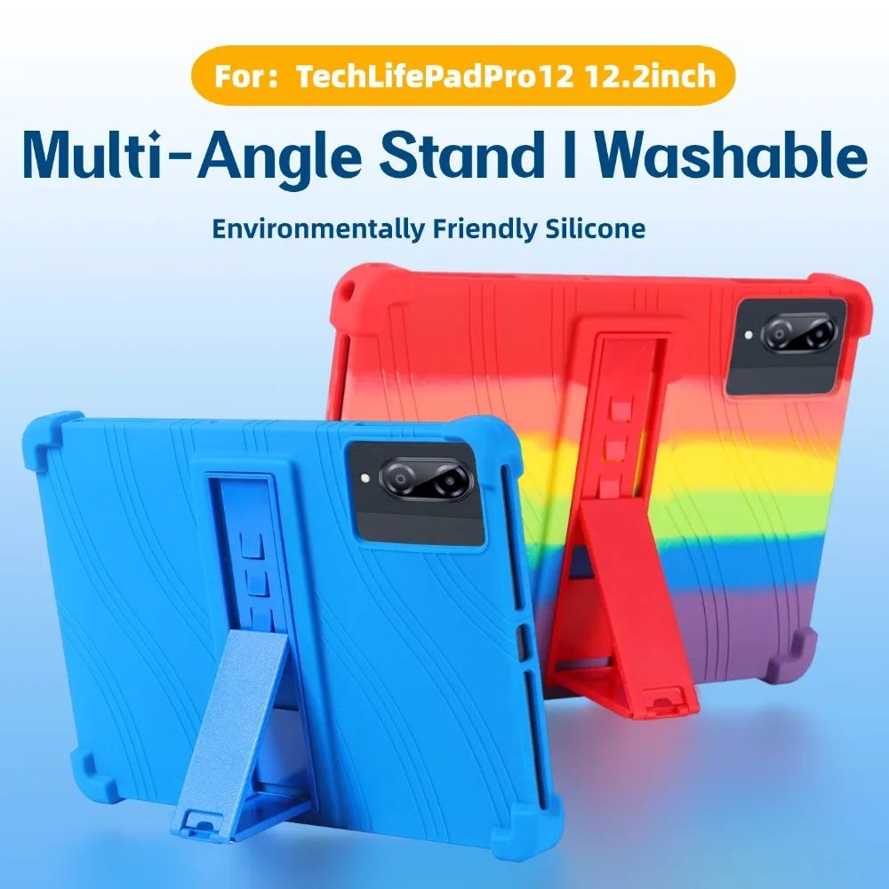 Kids Rainbow Shockproof Silicone Cover for TechLife Pad Pro 12 12.2