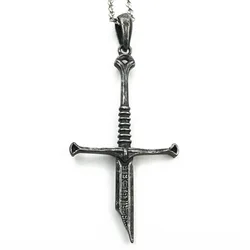 New Lord Necklace The Rings Power Flame of the West Silver Plated Broken Narsil Sword Pendant Choker for Movie Fan Jewelry Gift