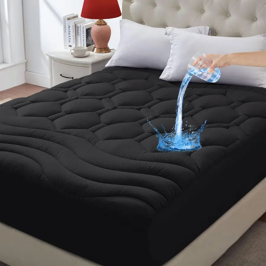 

Size Mattress Pad Waterproof, Cooling Mattress Topper Noiseless, Leak Proof Mattress Protector Deep Pocket Washable, Quilted Fit