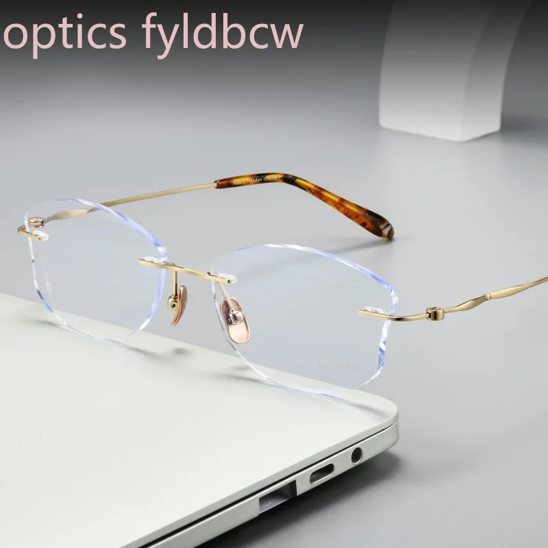 Eyeglasses Blue Light Blocking Frame Women Titanium Myopia Outdoor Driving Polygon Frameless Lightweight Comfortable Durable
