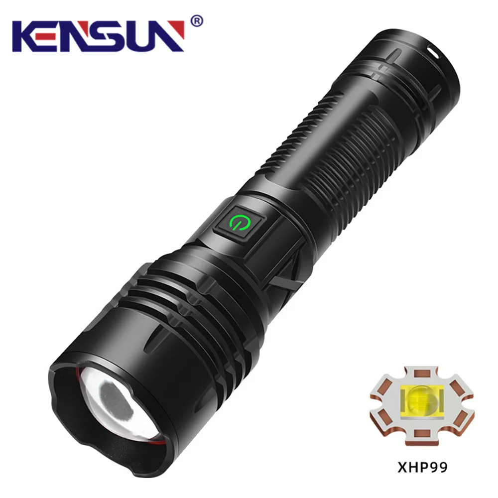 High Power XHP99 LED Flashlight Zoomable Outdoor Portable Rechargeable For Outdoor Camping Fishing Torch