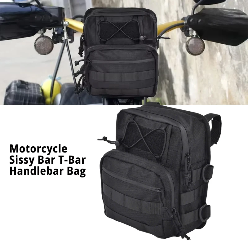 

Motorcycle Sissy Bar T-Bar Handlebar Bag For Harley Softail Dyna Sportster FXBB Custom Front Handle Bars Bags Travel Pouch Bag