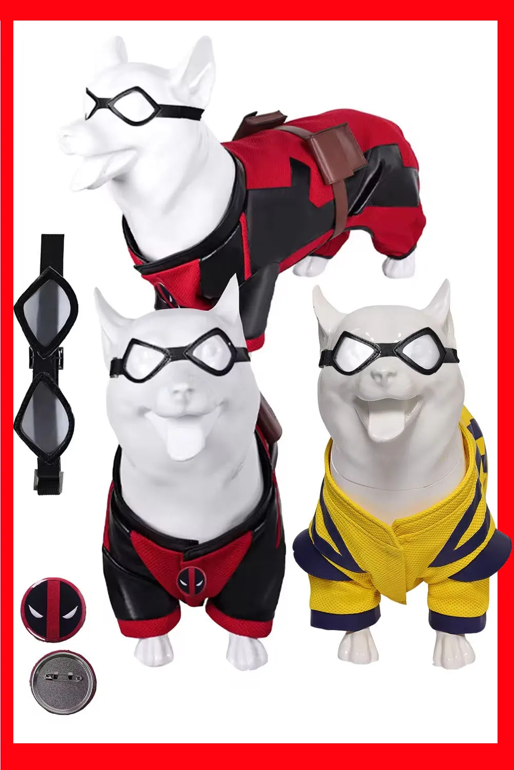 Costume de piscine pour chiens de compagnie, fréquence, cosplay, vêtements rouges, lunettes pour petits et grands chiots, déguisement d'Halloween, lunettes, badge