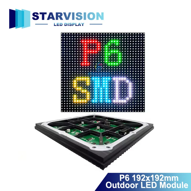 P6 Outdoor LED Display Module 192x192mm Waterproof Full Color SMD LED Screen Module