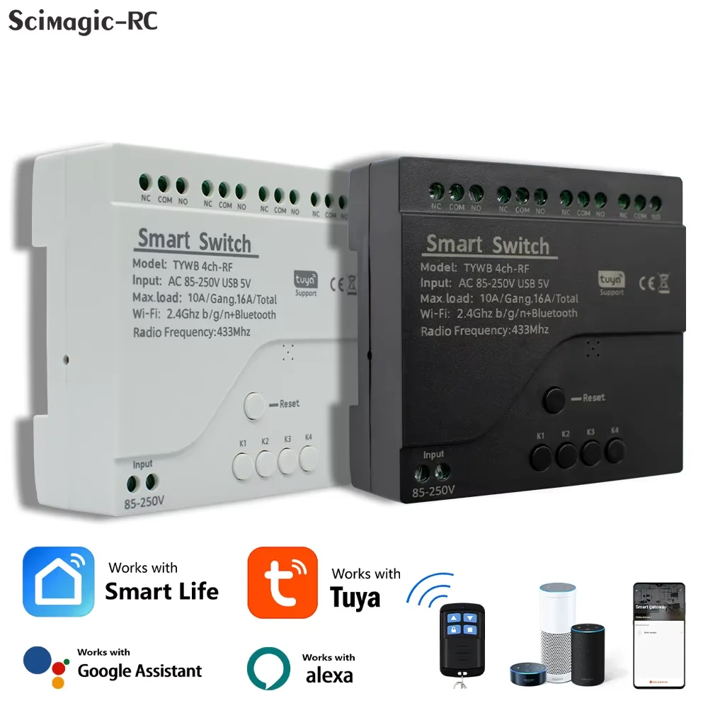 4CH Tuya Relay Wifi Smart Switch Module 7-32 85-220V Light Motor Receiver Smart Life APP telecomando per Google Home Alexa