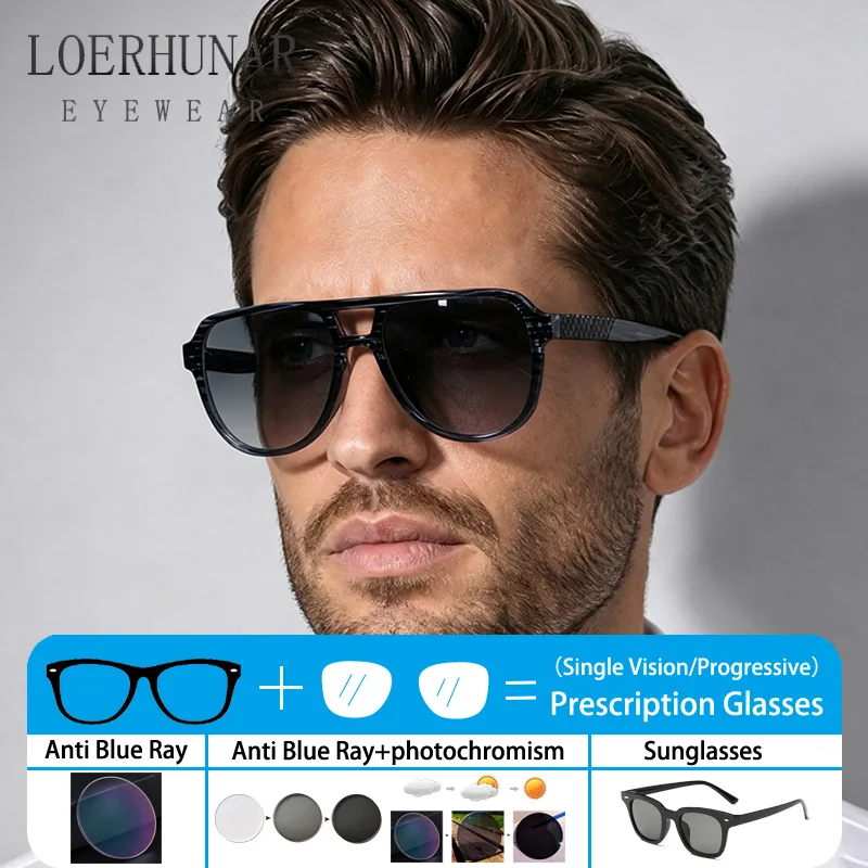 Fashion TR90 Large-frame Toad-style Polarized Sunglasses Men Optical Prescription Customized Myopia Anti-blue Light Glasses