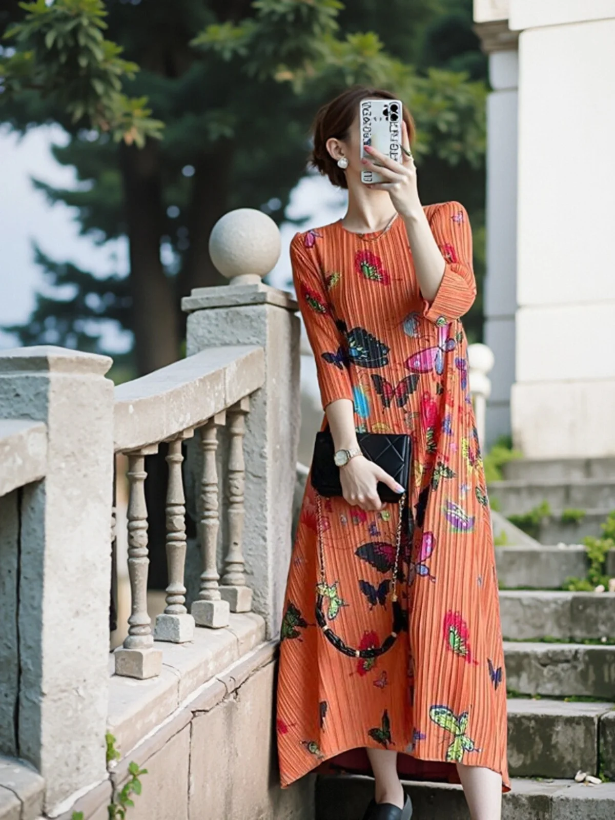 

Элегантная длинная юбка макси с цветочным принтом, асимметричная, плиссированная, стройнящая, для весны и осени, больших размеров, с высокой талией, из полиэстера, для повседневной носки