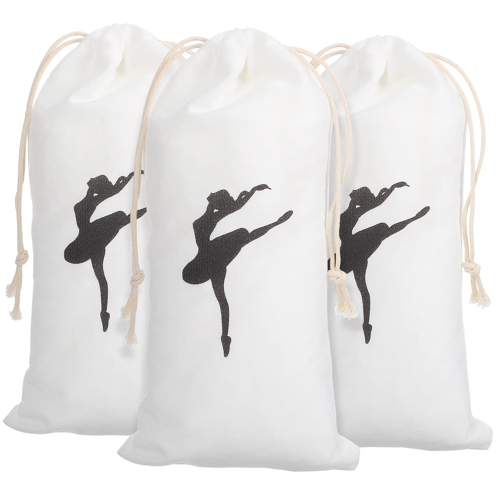 3Pcs Girl Dance Bags Ballet Shoe Storage Pouch Drawstring Design Multi-Use Shoe Carrier Washable Wear-Resistant Point Shoes