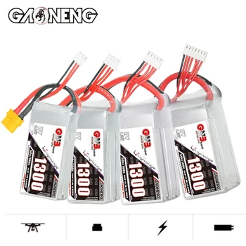 סוללת GNB 2S/3S/4S/6S בנפח 1300mAh 50C Lipo עבור מכונת Culvert דגמים RC קלת משקל FPV Racing Drone עם תקע XT60