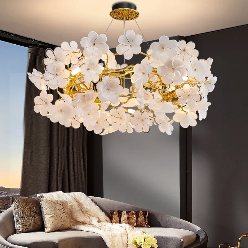 

Modern Dining Hanging Flowers Flower Branches Ceiling Light Chandelier Handcrafted Chandelier Light Romantic Decorative Lamps