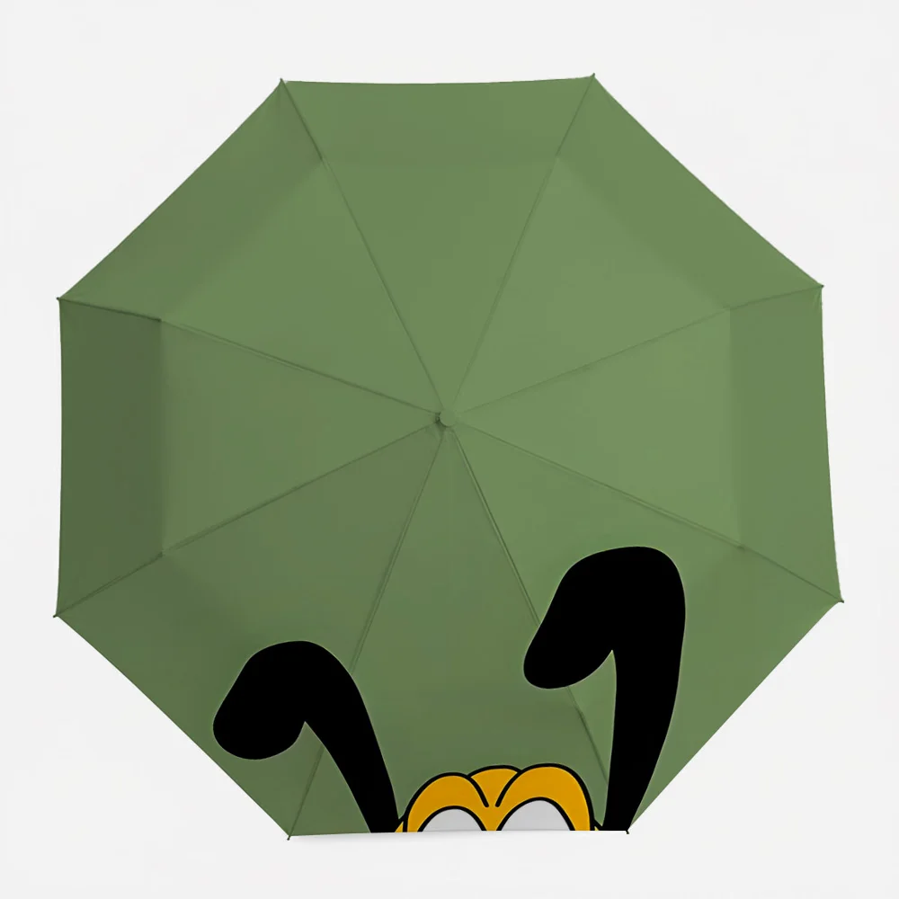 

Зеленый автоматический складной зонт Disney Pluto Peeking Ear Print, ветрозащитный, водонепроницаемый, дорожный зонт для детей и взрослых, портативный