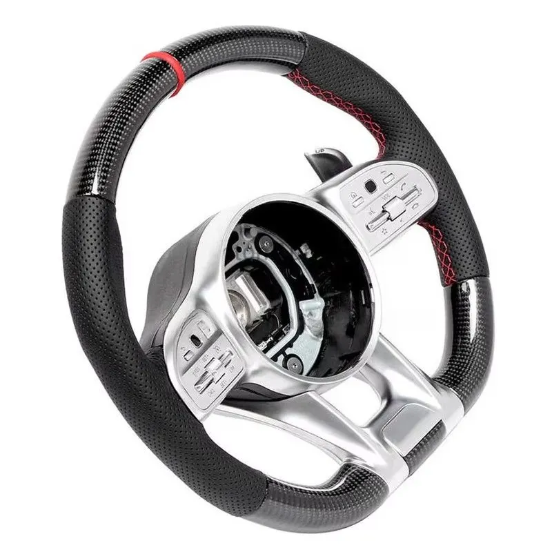 Sophisticated Technology Carbon Fiber Perforated Leather Wheel for  W203 W204 W205 Car Steering Wheel