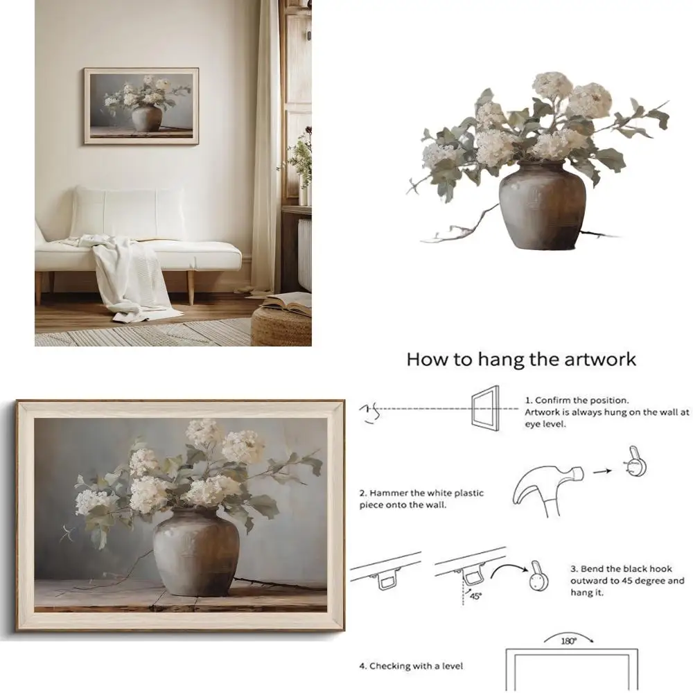 

Rustic Hydrangea Wall Art - Vintage Botanical Prints for Living Room, Bedroom, Kitchen & Bathroom Decor