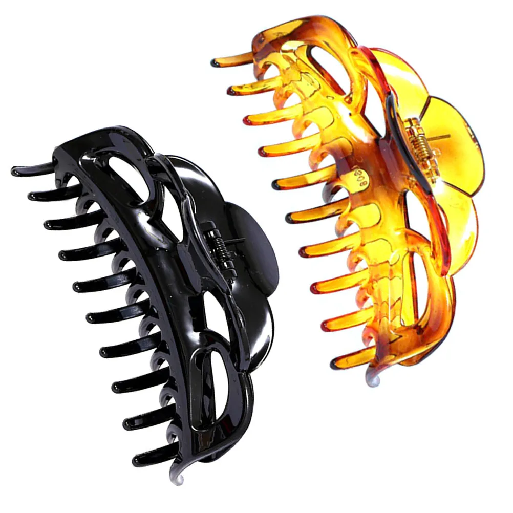 

2Pcs Classic Plastic Hair Claw Clips Large Claw Clamp Hairpin Strong Hold for Thick Hair Women Everyday Use