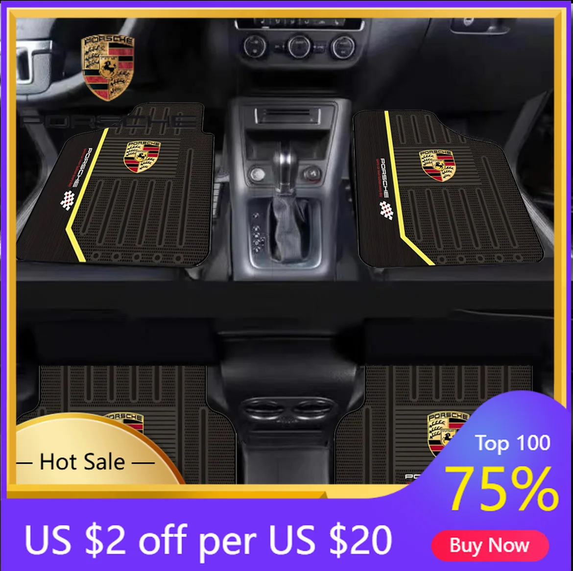 

Car Sticker For Porsche Cayenne Panamera Macan 911 Car Floor Mat Front & Rear Auto Carpet Floor Protection Cushion For Porsche M