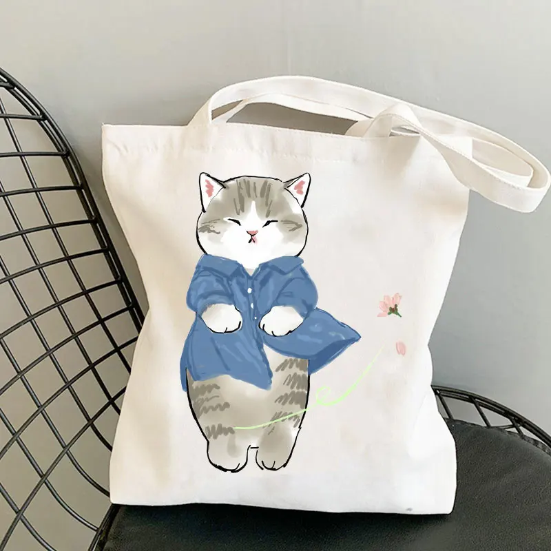 

Kawail Cat Shopper Bolso Tote Многоразовая сетка Ecobag Cabas Сумка для покупок Сумка для покупок Bolsa Compra Гибкая джутовая сумка Bolsa