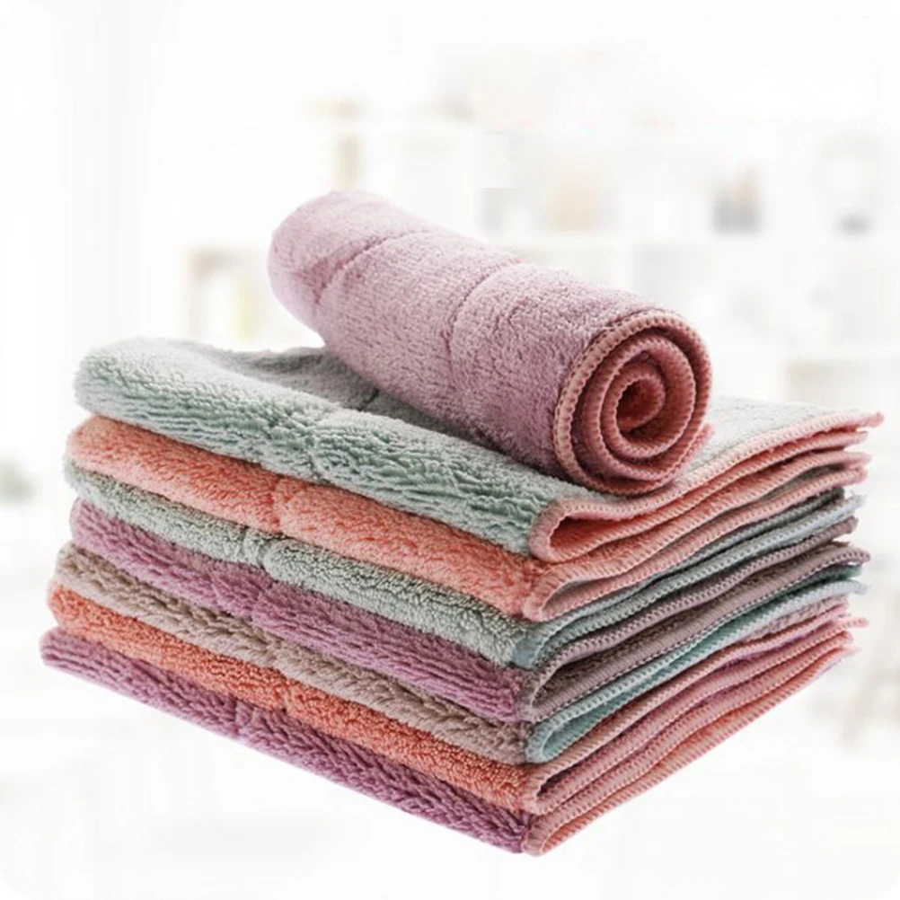 

10pcs Thickened Absorbent Dish Towel Super Cloth Non Stick Oil Excellent Cleaning Power Home Supplies