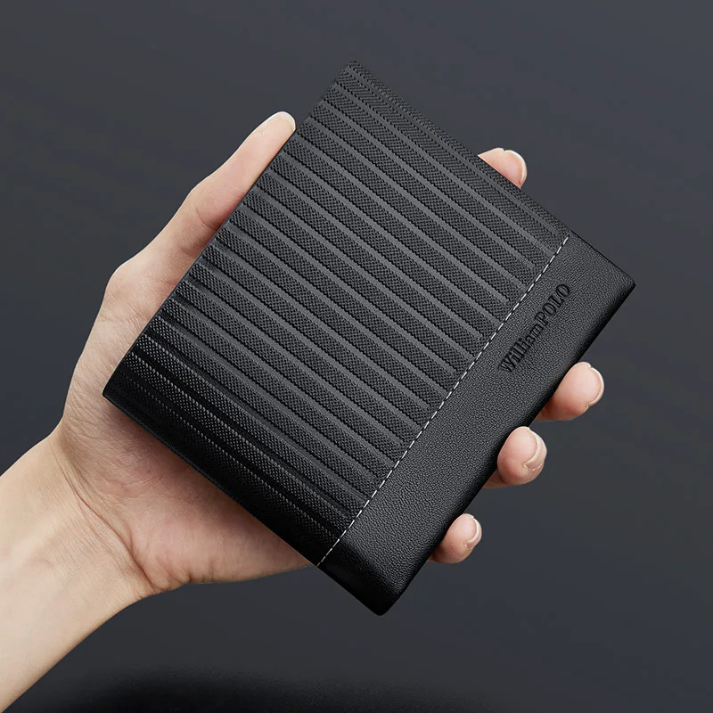 Leather men's wallet, fashionable and personalized card holder, multifunctional card bag