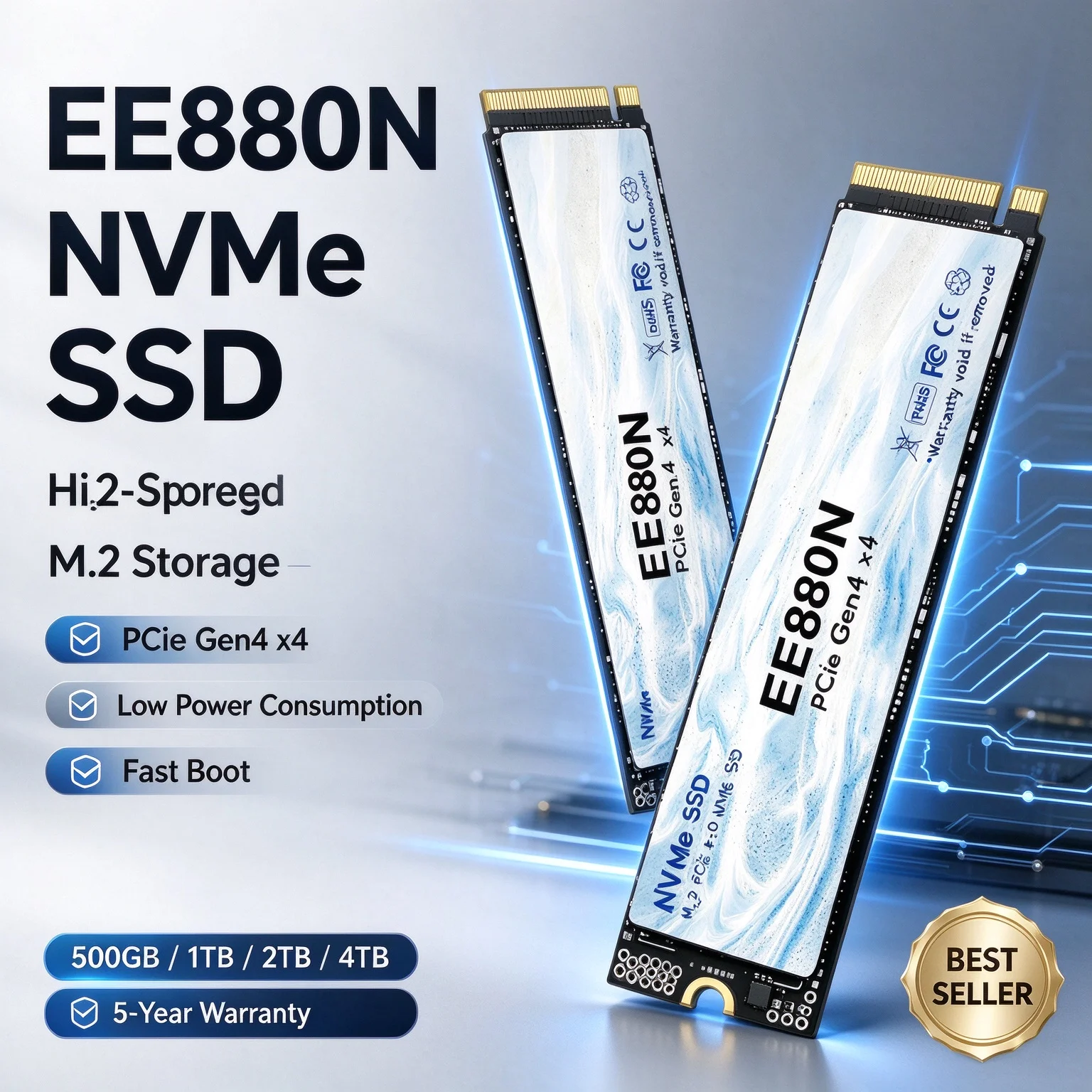 EE880N M.2 NVMe Internal SSD, Gaming Work PC Notebook, 500GB/1TB/2TB/4TB, High Performance Stable Performance, Laptop Office PC
