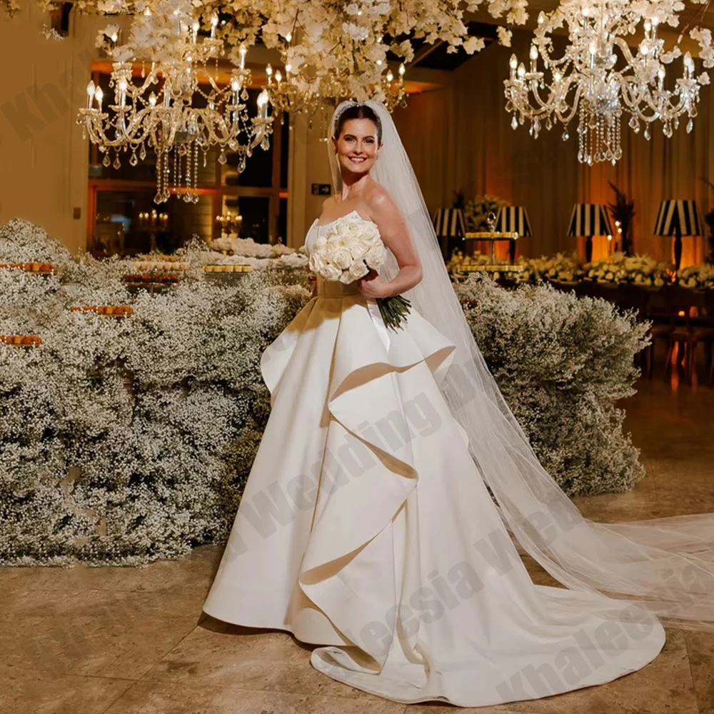 Luxury Sleeveless A Line Wedding Dress Strapless Bridal Dresses Fitted At The Waist Bride Gowns Customized 2026 robe de mariée