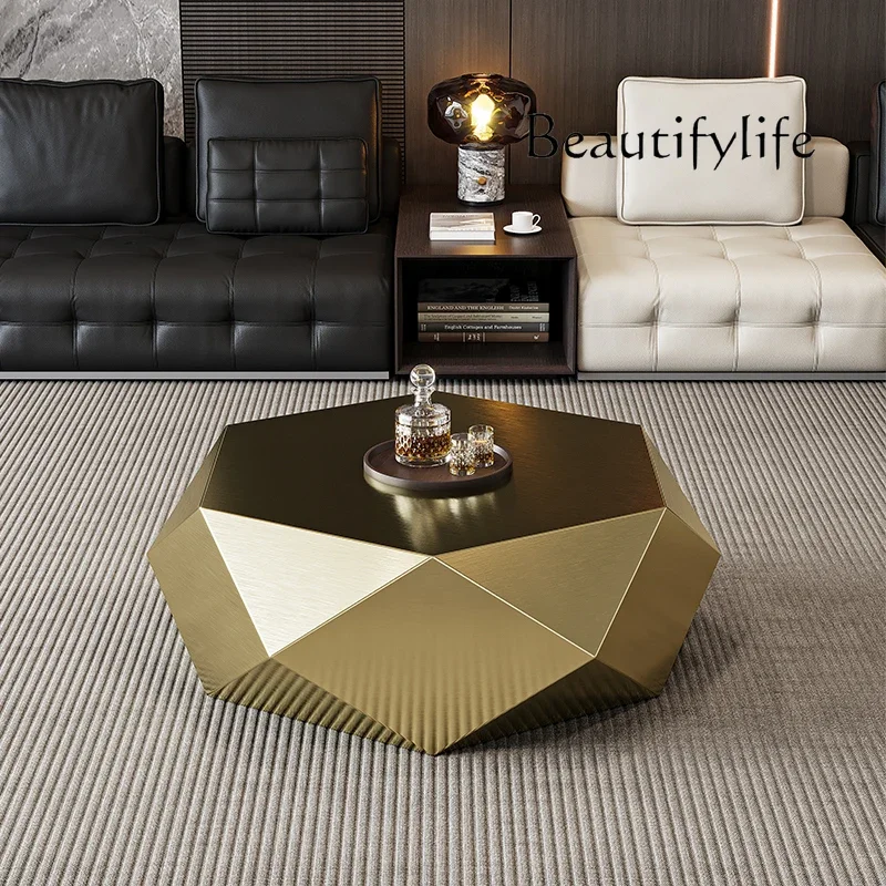 

u Italian minimalist gold diamond coffee table designer high-end small apartment hotel KTV special-shaped light luxury living ro