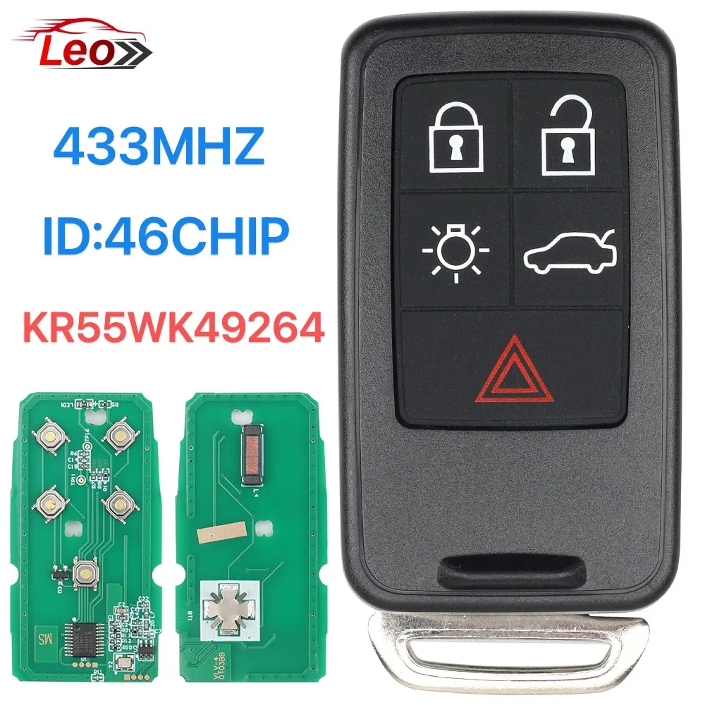

Leo Remote Key Smart Car Key Fobfor Volvo XC60 S60 S60L V40 V60 S80 XC70 433Mhz ID46 Chip KR55WK49264