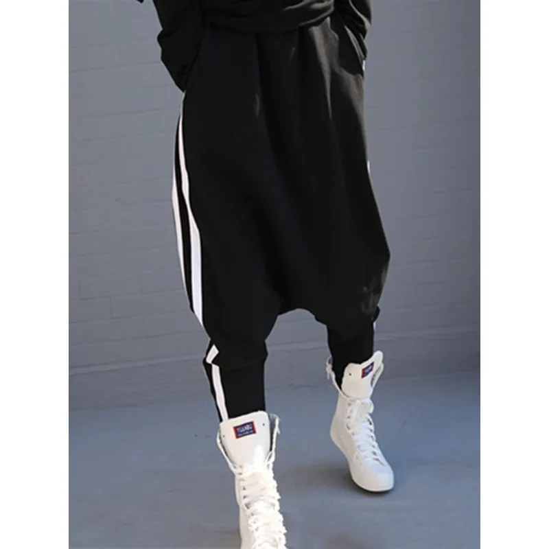 

Krisnanas Striped Black Harem Pants for Women 2025 New Wide Casual Pockets Female Sportwear Trousers Ladies Bottpms 55977