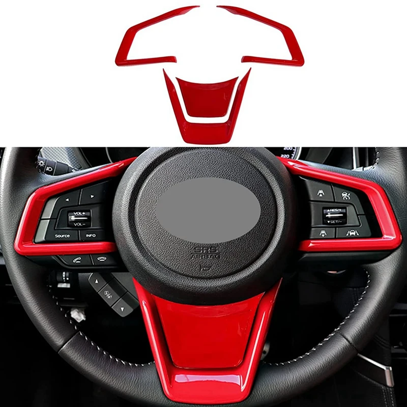 4PCS Car Steering Wheel Panel Cover Trim Frame For Subaru Forester XV Crosstrek Outback Impreza Interior Accessories,Red