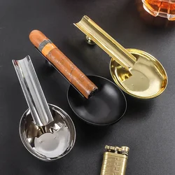 R&R Stainless Steel Spoon Cigar Ashtray Metal Cigarette Ash Tray Stand Ash Slot Single Tobacco Cigar Holder Smoking Accessories