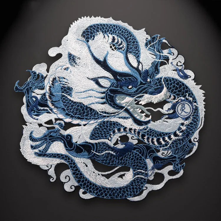 Large Embroidery Golden Dragon Patch Fashion Water-soluble Embroidered Decorative Decals  Handmade Sewing Supplies punk patches