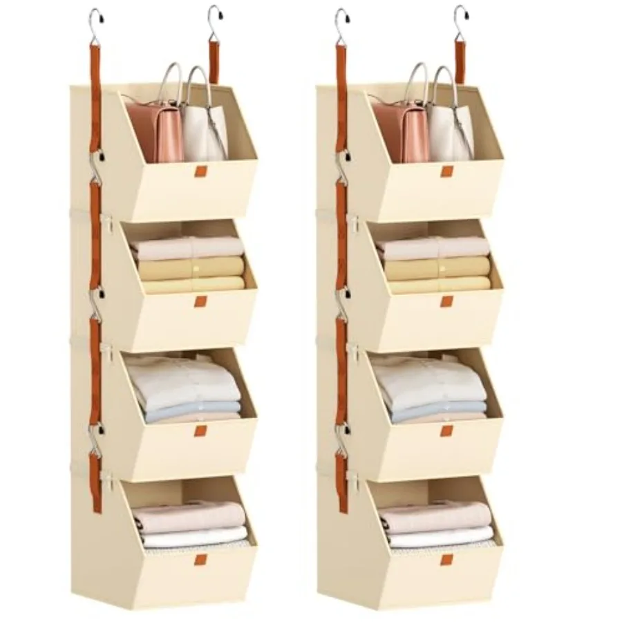 

Hanging Closet Organizer Tier - Clothes Hanging, Space-Saving Closet System, Fabric Storage Bins Bedroom Organization, Collapsi