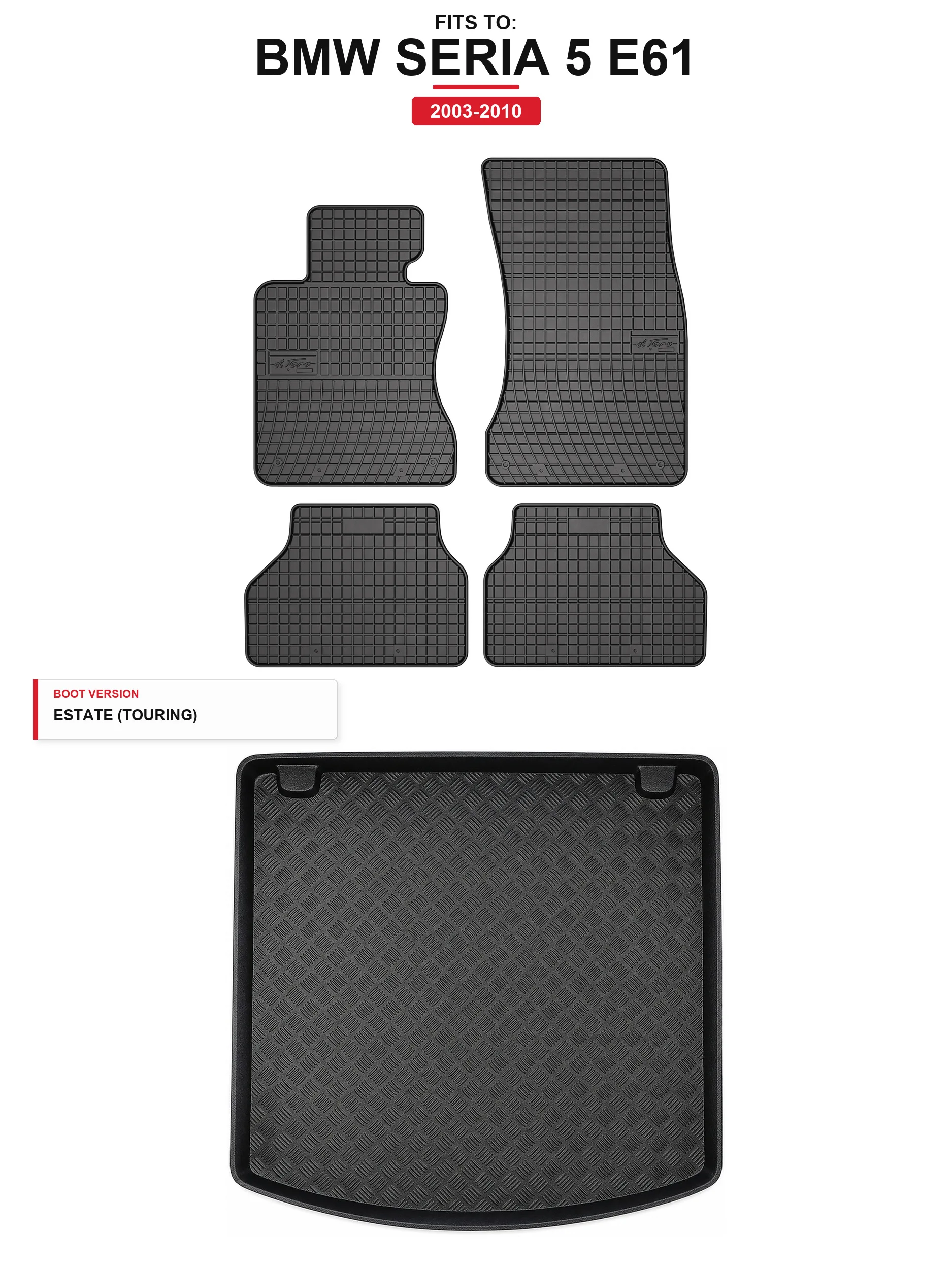 Image of Solidpro Gummimatten + Kofferraummatte für: BMW 5er Serie E61 2003-2010