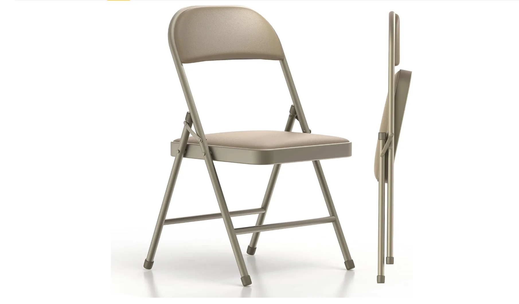 Nazhura 2 Pack Folding Chairs with Padded Cushion and Back, Khaki Metal Chairs for Home and Office, for Indoor and Outdoor Event