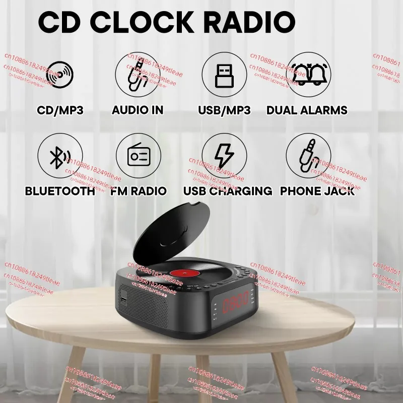 

New CD Player Integrated FM Radio Alarm Clock Bluetooth Speaker Home CD Player Music Player