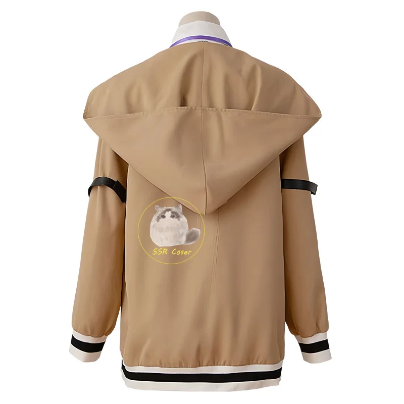 Anime Makise Kurisu Cosplay Costumes Wig STEINS Cosplay Makise Kurisu Hooded Coat Shirt Shorts Halloween Clothes for Women view 3