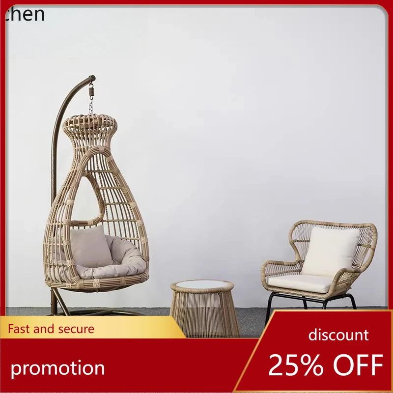 

HT outdoor hanging basket swing single rocking chair courtyard lazy simple swing