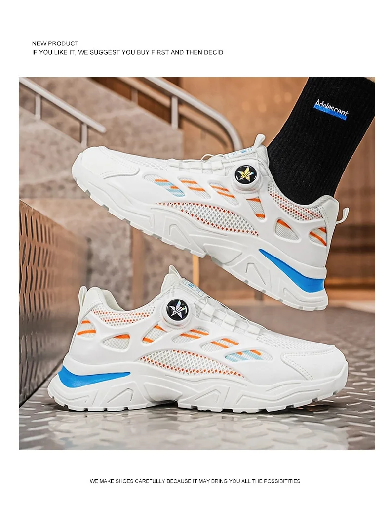 Rotate the Button Men Summer Breathable Sneakers 2026 Versatile Dad Shoes New Student Casual Footwear