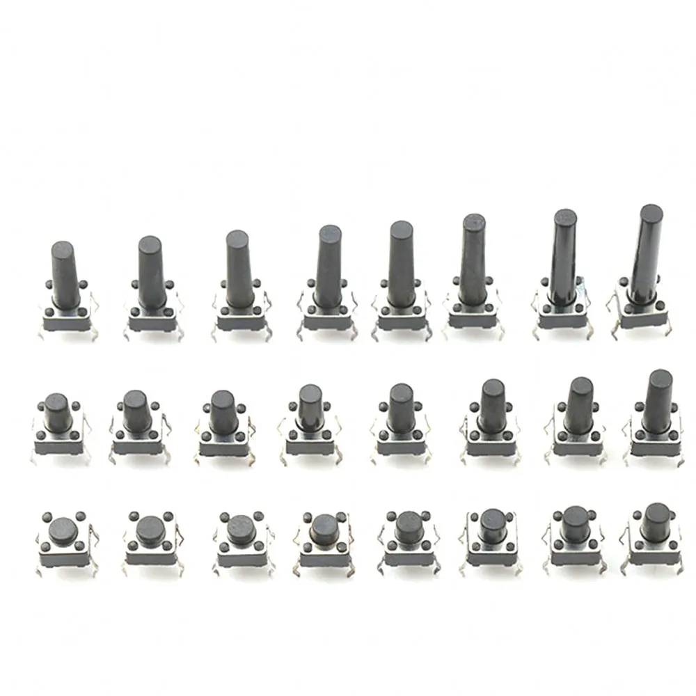 

1000pcs 6*6 Tact Micro Switch Tactile Push Button Kit 4Pin 4.3 5~16MM vertical DIP Waterproof Bracket 6x6 Key PCB Switchs DIY