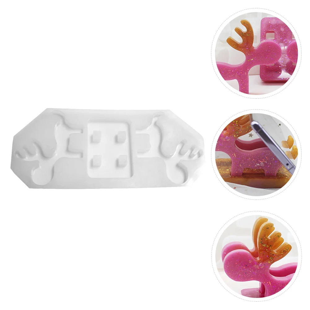 

1Set Elk Shaped Phone Bracket Mold Flexible Silicone for DIY Mobile Holder Stand Craft Making Kit Desktop Decoration Mould