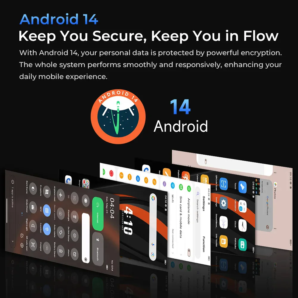 Oukitel WP50 5G 초박형 스마트폰, 안드로이드 14, 12GB(4 + 8GB)+ 256GB 48MP 6500mAh 휴대폰, 6.6 인치 HD + 견고한 휴대폰 NFC