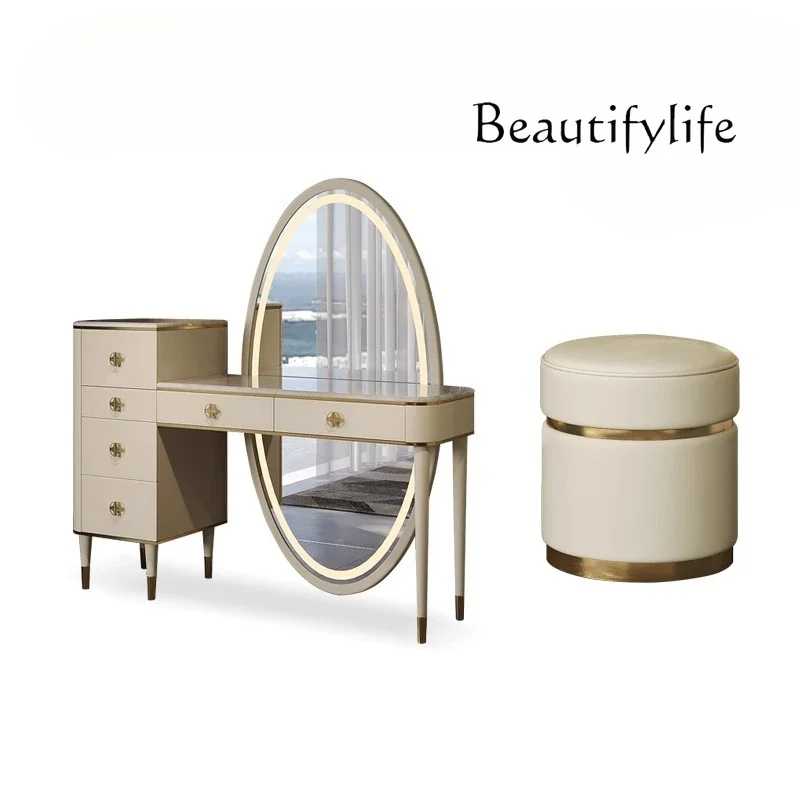 

Light luxury dresser bedroom modern small apartment high-end fashion simple marble storage integrated makeup table