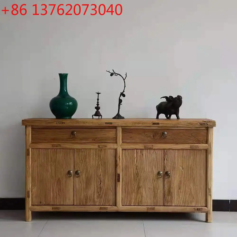 

Old elm dining side cabinet solid wood locker Chinese side cabinet retro door panel home