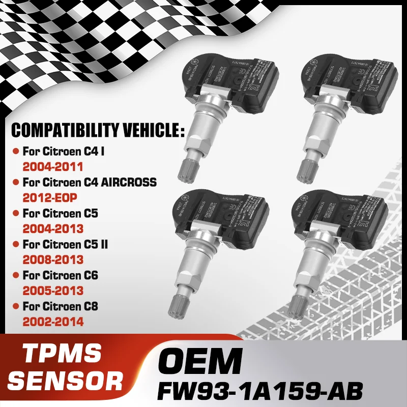 

FW93-1A159-AB Car TPMS Tire Pressure Sensor For Citroen C4 I Citroen C4 AIRCROSS Citroen C5 Citroen C5 II Citroen C6 Citroen C8