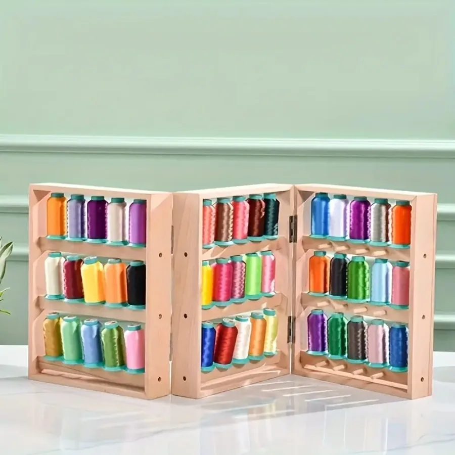 

[81 Spool Foldable Sewing Rack] 81 Spool Three-Folding Spool Rack Foldable Embroidery And Sewing Organizer Rack White Art Stora